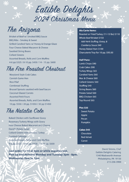 Eatible Delights 2024 Christmas Menu